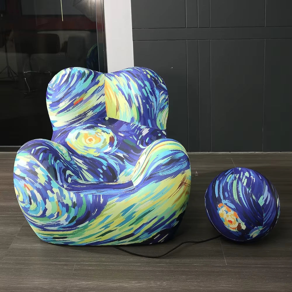 Printed cuddle with ottoman