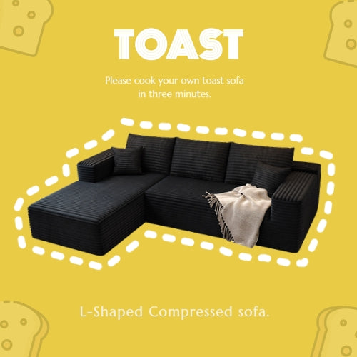 Modular L-Shaped Compressed sofa for small spaces|Boneless Couch with Chaise 103"