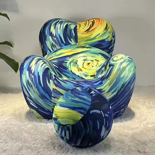 Printed cuddle with ottoman