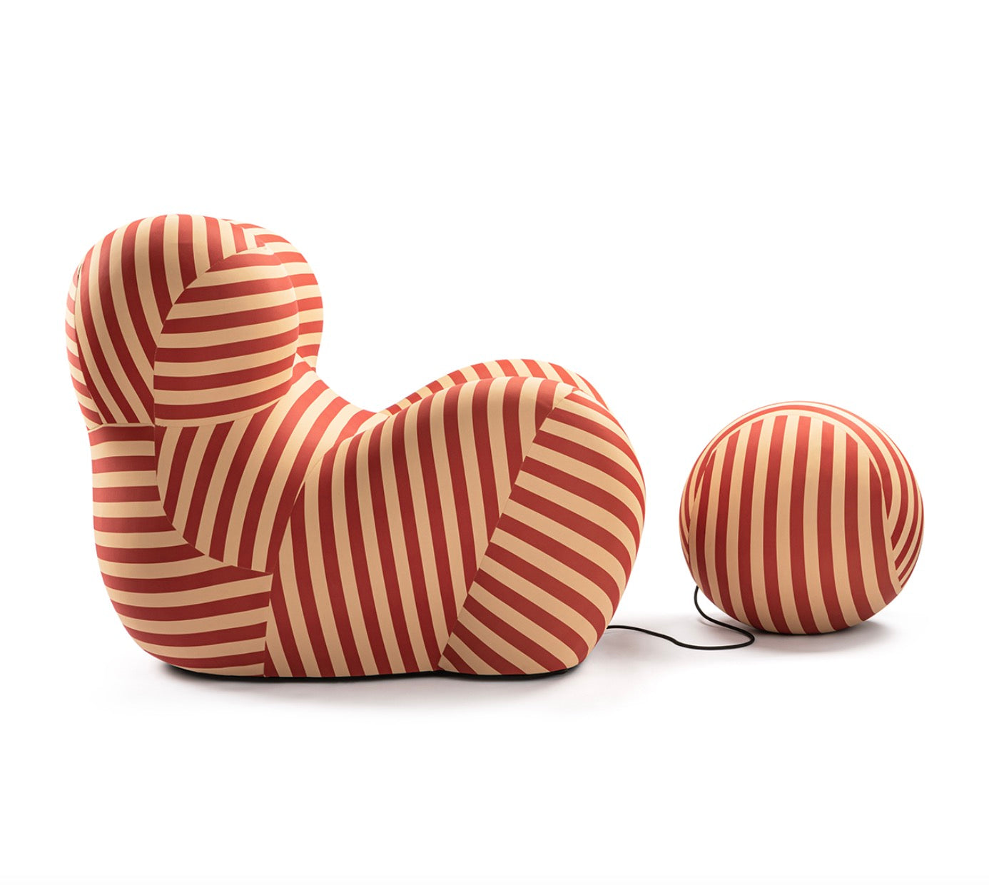 Striped cuddle with ottoman