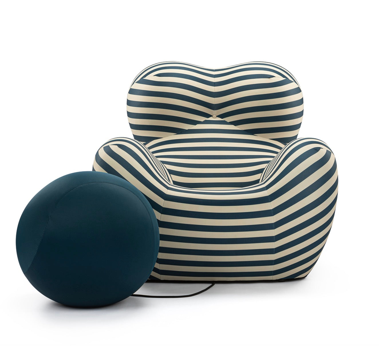 Striped cuddle with ottoman